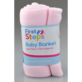 First Steps Pack of 3 Fleece Baby Blankets for Pram, Crib, Moses Basket or Bed 70x70cm