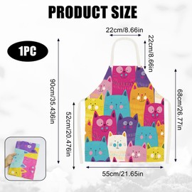 Novstuf Cooking Apron Cartoon Black White Cat Pattern Aprons Adjustable Cartoon Apron Made of Linen Waterproof Kitchen Apron for Men and Women Bib Apron for Home, Restaurant, Style 5