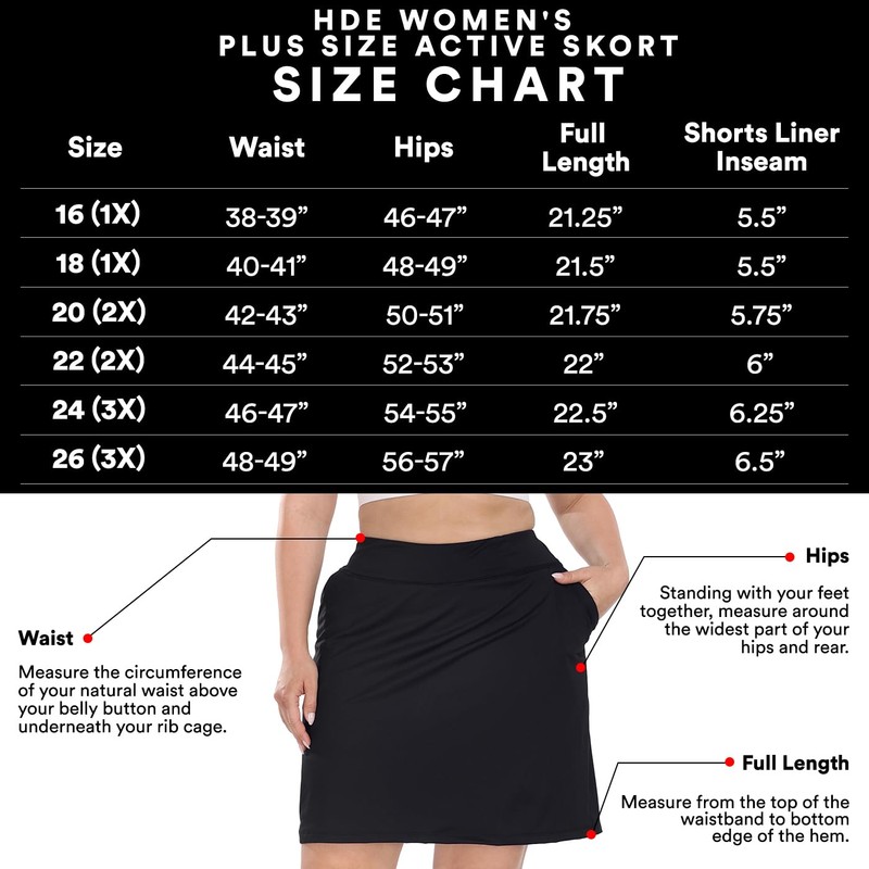 HDE Womens Plus Size Athletic Skort Golf Tennis Skirt with