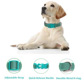 YSHOME&PET Reflective Dog Collar, Sturdy Nylon Collars with Quick Release Buckle, Adjustable Dog Collar for Puppy and Small Medium Large Girl and Boy Dogs (Red, Large)