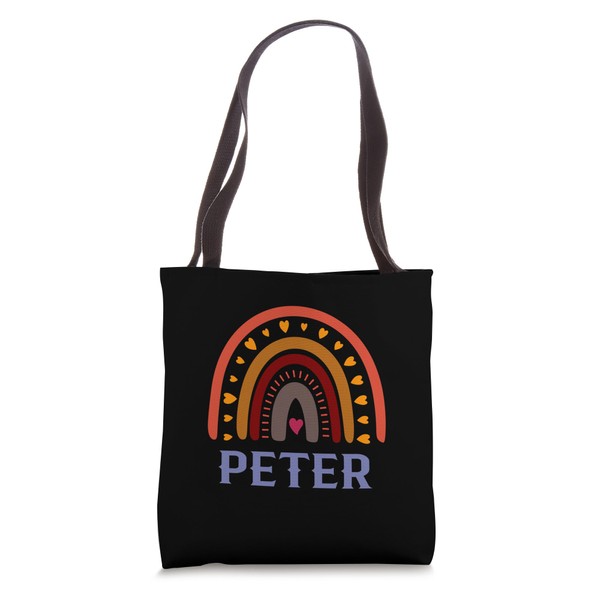 'Peter' Personalized Name / Funny Colorful Rainbow Design Tote Bag