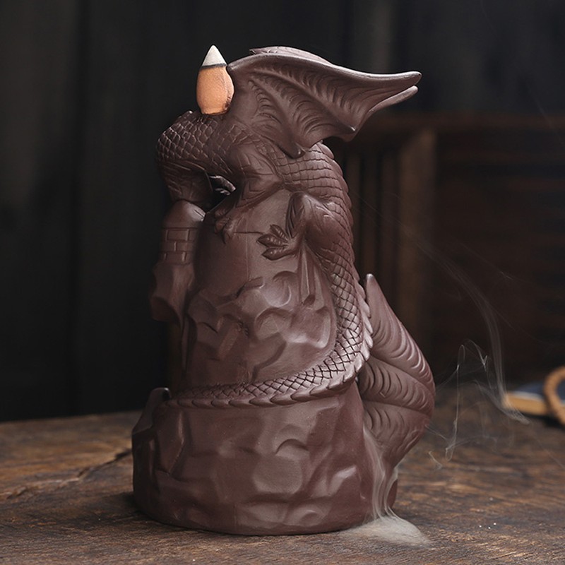 Backflow Incense Burners Dragon Shape Purple Sand Waterfall Burners Home