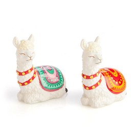 MDI Australia PP-SP_A Alpaca Salt and Pepper Set Happy Alpacas Wearing South American Blankets Salt & Pepper Shakers Set, White