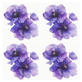 beinkmake 4Pcs Purple Flower Car Sticker Waterproof Scratch Cover Stickers Car Decoration Clematis Floral Watercolor Bumper Decal for Motorcycle Automotive Window Doors