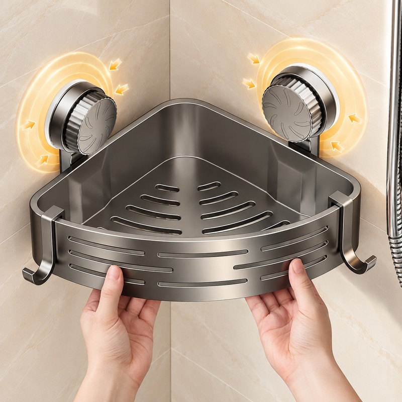 Suction Cup Bathroom Shelf for Shower Storage – Space-Saving ABS
