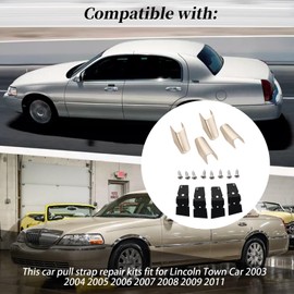 XYgdhqpt Pull Strap 2 Door Repair Kit Combo Set Compatible with 2003-2011 Lincoln Town Car (Pull Strap + End caps)