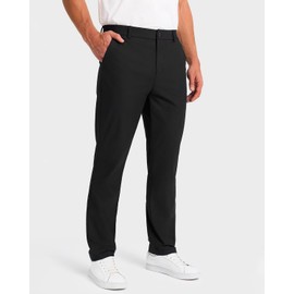 SNOWTEN Mens Golf Pants Classic Fit Stretch Work Dress Pants 30" Quick Dry Lightweight Casual Comfy Pants with Pockets Black 30w × 30L
