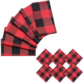 BETTERLINE 6 servilletas de gran tamaño a cuadros de búfalo (17 x 17 pulgadas) para lugares diarios, decoración rústica de granja, vacaciones, cenas familiares y barbacoas (cuadros rojos a cuadros)