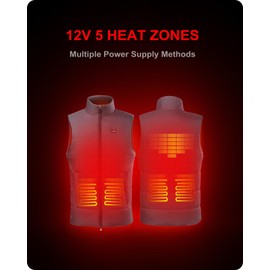 DEWBU Heated Vest for Men with 12V Battery Pack, Multiple Power Supply Methods Lightweight Heated Insulated Clothes, Men's Grey, M