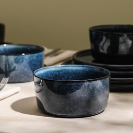 Stone Lain Eden 4-Piece Bowl Set Stoneware, Dark Blue