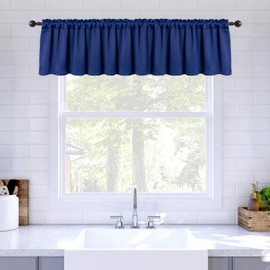 MIULEE Blue Valances for Windows Blackout Valance Rod Pocket Thermal Insulated Window Treatment Tiers Solid Short Curtain for Small Window Bedroom 52 x 18 Inches 1 Panel Navy Blue