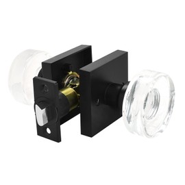 Nuk3y Nova Door Knob Crystal Glass Round (Passage, Matte Black)