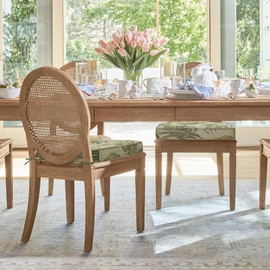 Supdurplus Outdoor Round Corner Seat Cushion, 17"x16"x2", Set of 4, Non Slip Seat Cushion Pads with Removable Cover for Patio Furniture, Garden Yard Lawn, Dark Green Vine