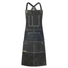 ONETIAN Leather Welding Apron with Soft Lining, Multi Pockets - Heat and Flame Resistant Heavy Duty Work Protection