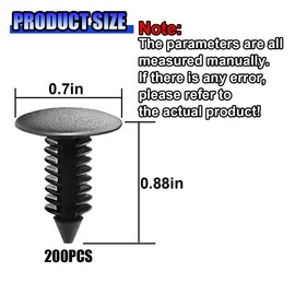 GAOLAOSY 200PCS Car Plastic Trim Boot Rivets Push Clip Fastener, 6.4mm Hole Automotive Bumper Shield Screws Retainers, Vehicle Body Panel Push Pin Clips