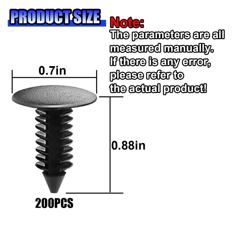 GAOLAOSY 200PCS Car Plastic Trim Boot Rivets Push Clip Fastener,