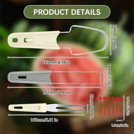 LUMOOM 3-in-1 Watermelon Fork Cutter, Watermelon Cutter, Stainless Steel, Melon Cutter, Fruit Cutter for Watermelon, Papaya, Cantaloupe (Beige)
