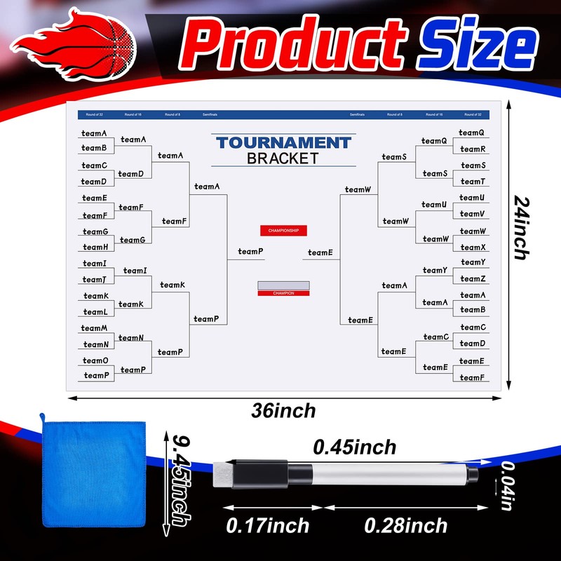 Pasimy Tournament Bracket Poster Set Includes 24 x 36 Inch