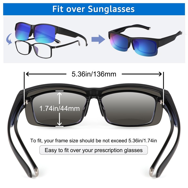 TINHAO Polarized Fit Over Sunglasses Unisex Wear Over Glasses Sunglasses