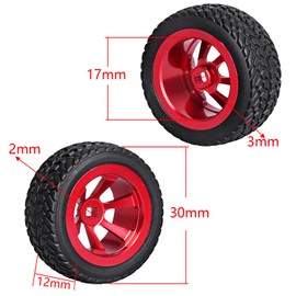 HobbyPark - Neumáticos pegados 1/28 y ruedas de aluminio para Wltoys K969 K989 P929 Kyosho Mini-Z Mini-Q Mini-D Mini coche, juego de 4 (rojo)