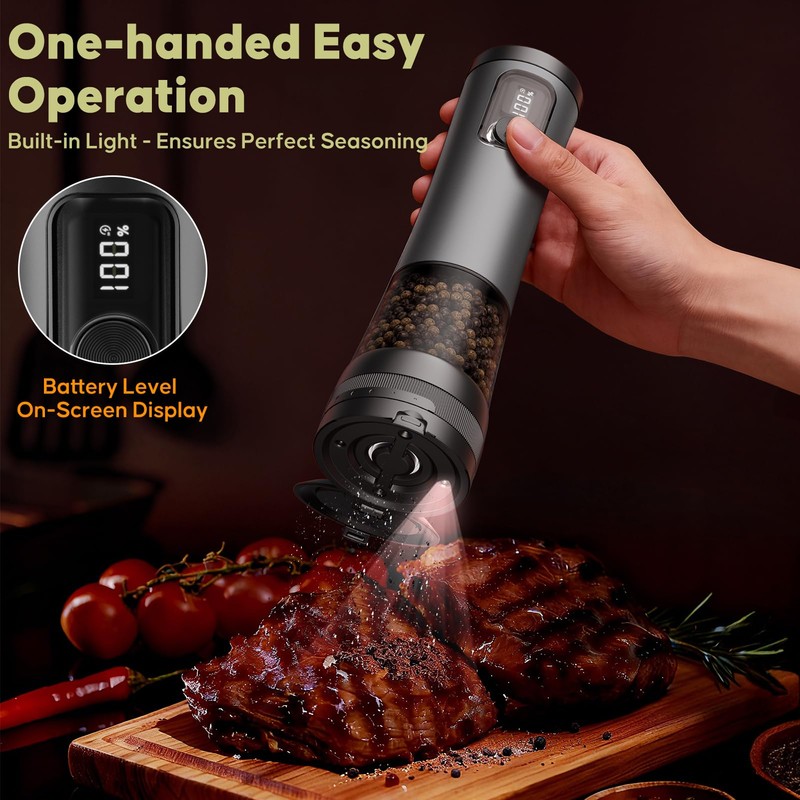 Electric Salt and Pepper Grinder Set - Rechargeable Salt Grinder