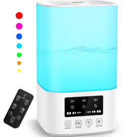 Cool Mist Humidifiers for Bedroom, Upgraded Humidifiers for Large Room Baby Home Plants, Quiet 3L Ultrasonic Air Humidifier Top Fill with Remote Control, Adjustable Nozzle, Night Light, Auto Shutoff