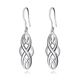 Women’s Earrings, Sterling Silver, Celtic Knot, Drop Earrings, Silver