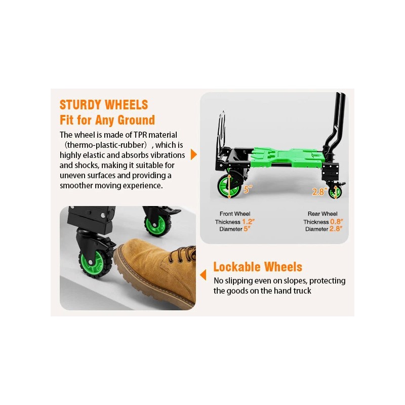 LoJok TECSPACE 2 in 1 Folding Hand Truck, 400 LBS