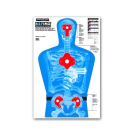 Thompson Target B27-IMZ Life-Size Silhouette with Human Anatomy Immobilize Zones Ultra Bright Self-Defense Range Training 25"x38" Paper Shooting Targets - Made in USA (10 Pack)