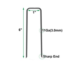 AAGUT Garden Stakes Pins, Landscape Staples 100 Pack 6 Inch 11-Gauge Black Lawn U Yard Stake for Dog Fence, Weed Barrier Fabric, Ground Cover, Irrigation Tubing Soaker Hose, Chicken Wire