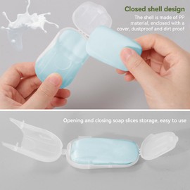 50PCS Portable Soap Sheets, Disposal Mini Thin Hand Wash with PP Case, Scented Hand Washing Paper Soap for Convenient Outdoor