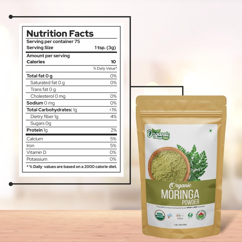 Organic Zing Moringa Leaf Powder - 454g