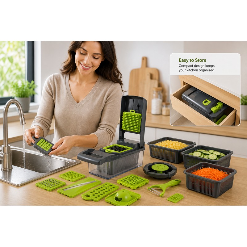 Multifunctional Vegetable Cutter for Kitchen Prep – Easy Shredding, Dicing