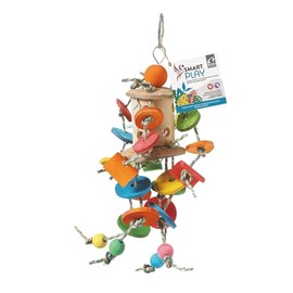 HARI Smart Play Enrichment Parrot Toy for Medium Birds, Coconut Merry-Go-Round, 35 cm H (13.8 in)