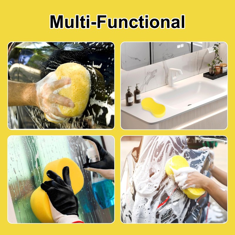 2 PCS Car Sponges, Anti Scratch Technology Jumbo Sponges For