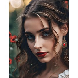 6 Pairs Boho Vintage Geometric Ethnic Style Drop Dangle Earings, Carved Pendant Earings for Women (Style B)