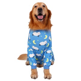HDE Dog Pajamas One Piece Jumpsuit Lightweight Dog PJs Shirt for M-3XL Dogs Counting Sheep - L