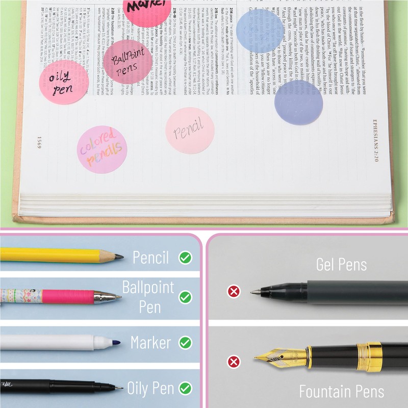 Mr. Pen- Transparent Sticky Note Set, 560Sheets, Colorful, Round Transparent