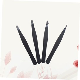 TOVINANNA Ergonomic Eyebrow Tweezers Kit 4pcs Precision Flat Tips Stainless Steel for Travel Beauty