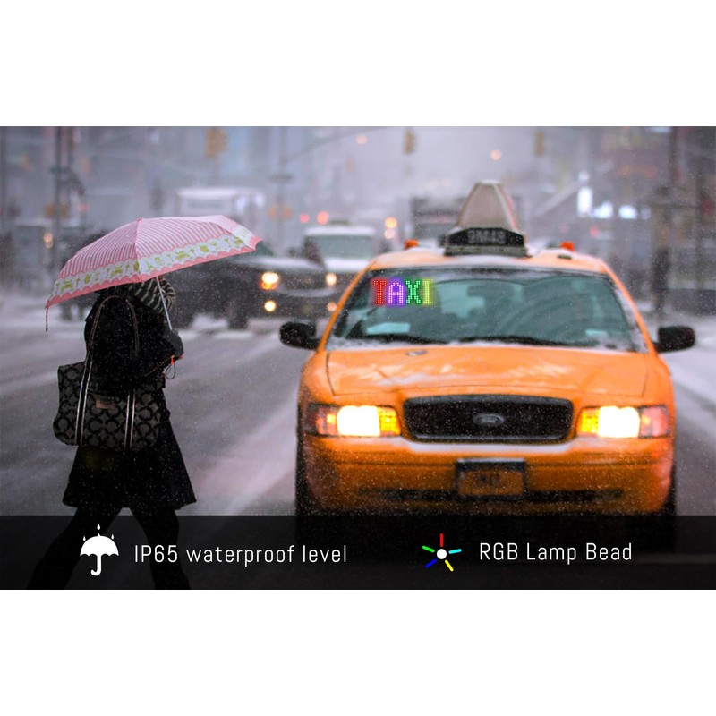 Mini Scrolling LED Car Sign,Bluetooth USB 5V Flexible Panel 7''x3''