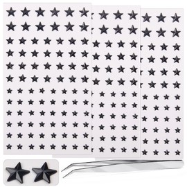 264Pcs Star Face Gems Eye Gems, Self-Adhesive Face Jewels Rhinestones 5/7/10 mm DIY Face Gems Stick on, Patriotic Makeup Gems Rave Accessories for Face Eyes Hair Makeup Body, Crafts (Black-Star)