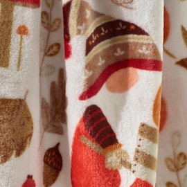 Catherine Lansfield Woodland Gonks Cosy Fleece 130x170cm Blanket Throw Natural