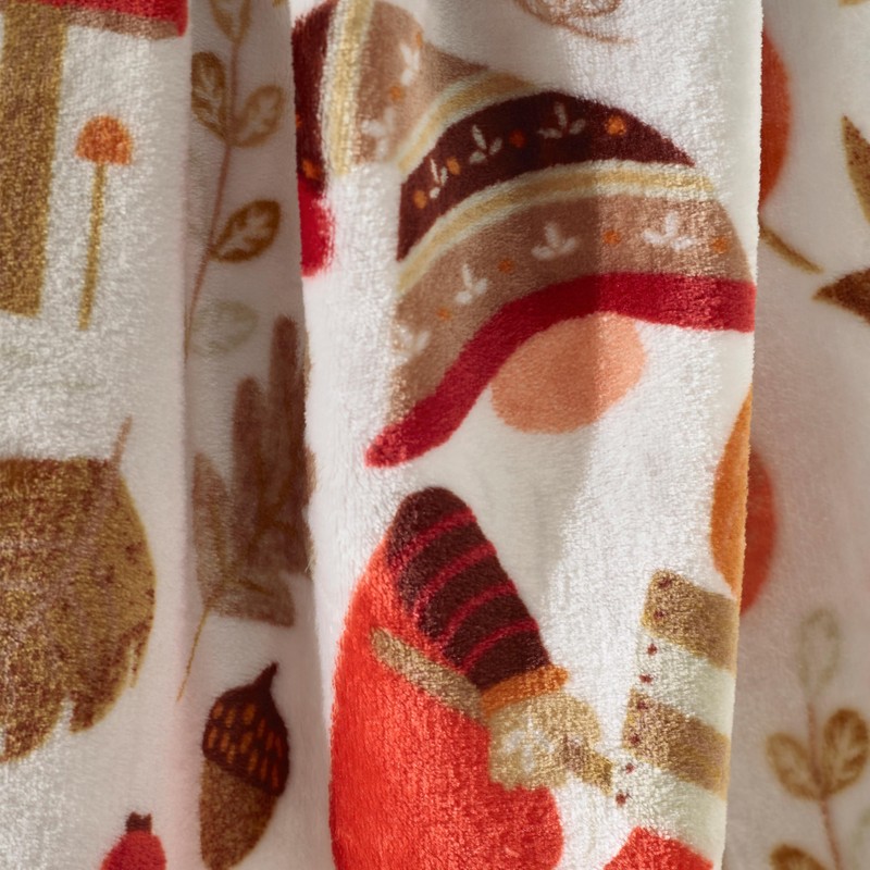 Catherine Lansfield Woodland Gonks Cosy Fleece 130x170cm Blanket Throw Natural