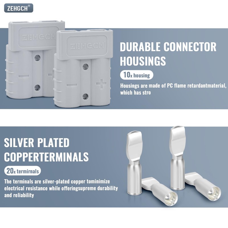 ZEHGCH 50Amp 6-10 Gauge Battery Cable Quick Connect/Disconnect Connector Plug
