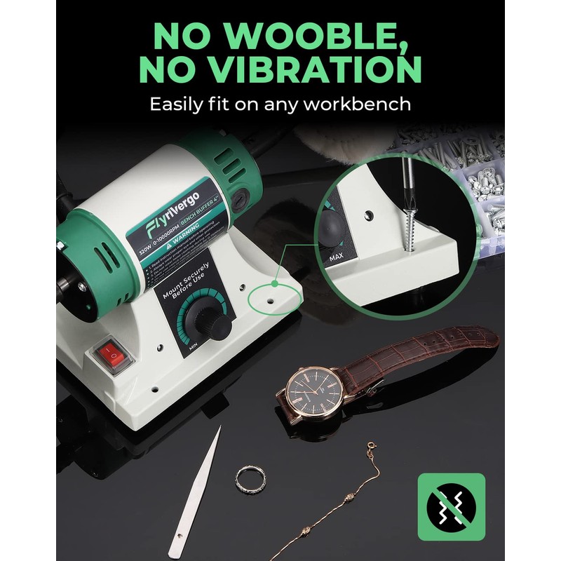 Flyrivergo Bench Buffer Polisher with Accessories Adjustable Variable Speed Multi-Function