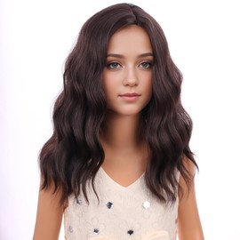 PATTNIUM Kids Dark Brown Wig Girls Short Curly Wavy Brown Wig Child Mixed Brown Wigs Cosplay Party Heat Resistant Synthetic Hair Wigs