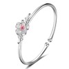 Ganquya Sterling Silver Plated Pink CZ Cherry Blossoms Flower Women