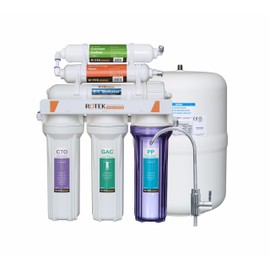Rotek Water Systems Reverse Osmosis Water Filtration System, Under Sink 6-Stage ION RO Water Filter System, No Pump, Contains Leak Stop Valve, 100 GPD, Deioniization