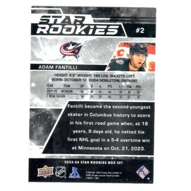 2023-24 Upper Deck Star Rookies #2 Adam Fantilli Rookie Card RC Hockey Card Columbus
