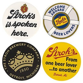 4-Pack Stroh's Logo Stickers 4" Round Suitable for Indoor and Outdoor